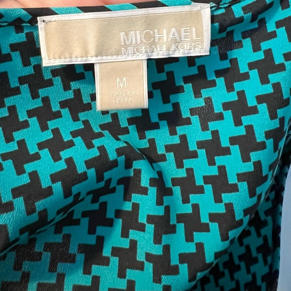 MICHAEL Michael Kors Wicked Green and Black Houndstooth Blouse EUC - Picture 5 of 6